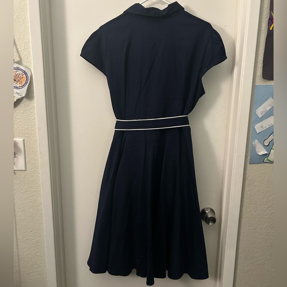 Vintage style blue dress with white heart buttons - Picture 2 of 2